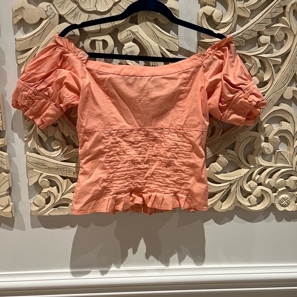 Guess by Marciano Coral/Peach Off-Shoulder Blouse - Picture 2 of 6